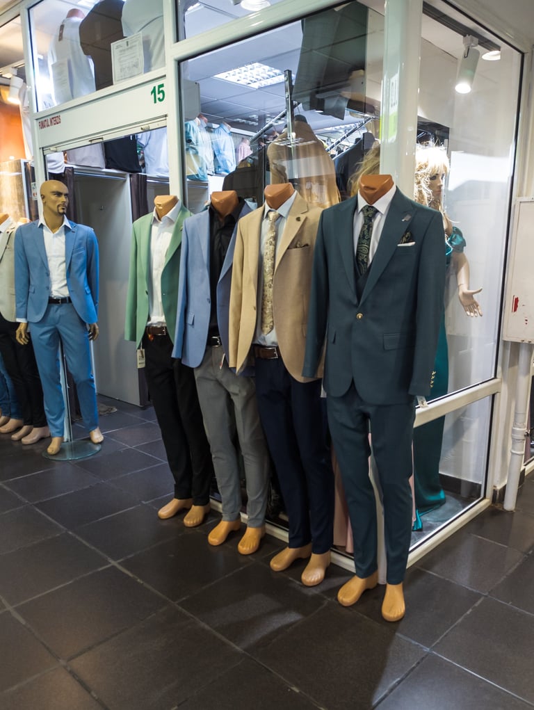 Suits displayed in mall