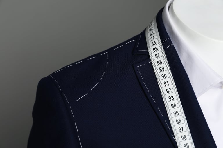 Semi-ready jacket with measuring tape