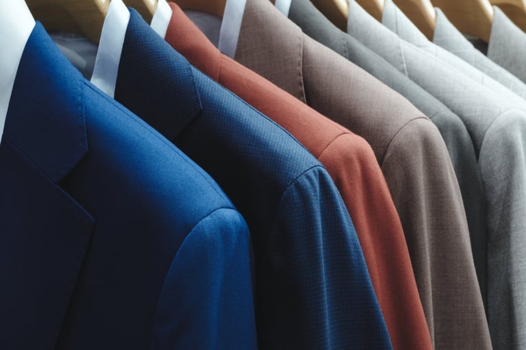 Row of suits in various colors